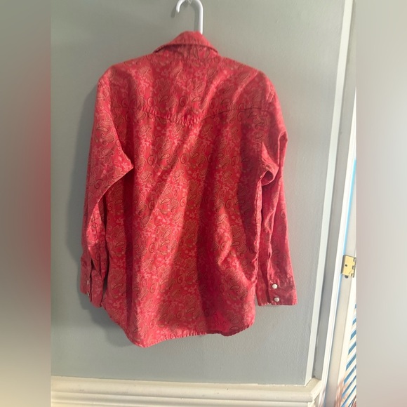 Rafter C Paisley Kids Red Button Down Cowboy Western Shirt Medium - Picture 7 of 8